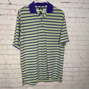 Footjoy Men's Golf Shirt Size M Stripe Green Purple Short Sleeve TPC Twin Cities